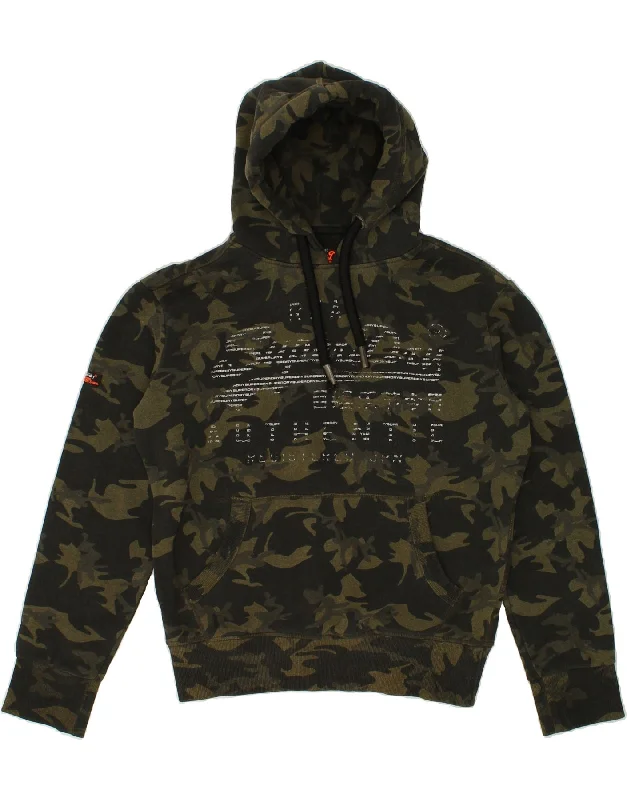 SUPERDRY Mens Graphic Hoodie Jumper Small Khaki Camouflage Cotton Hoodie with Button Placket Classic Preppy SUPERDRY Mens Graphic Hoodie Jumper Small Khaki Camouflage Cotton Hoodie with Button Placket Classic Preppy