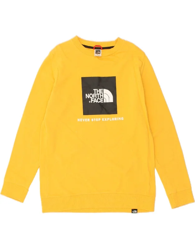 THE NORTH FACE Mens Graphic Sweatshirt Jumper Medium Yellow Cotton Graphic Hoodie Design Print