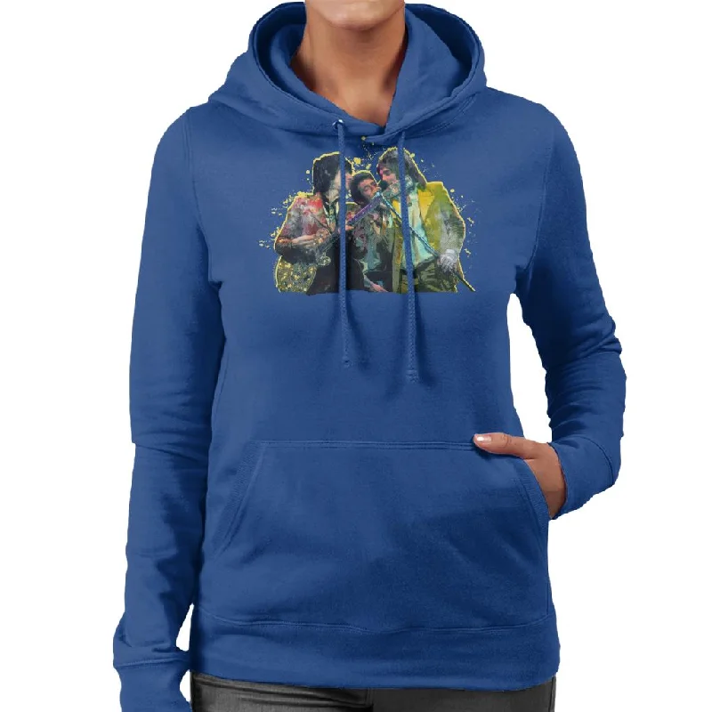 TV Times Rod Stewart With The Faces And Ronnie Wood Women's Hooded Sweatshirt Hoodie with Contrast Stitching Detailed Premium TV Times Rod Stewart With The Faces And Ronnie Wood Women's Hooded Sweatshirt Hoodie with Contrast Stitching Detailed Premium