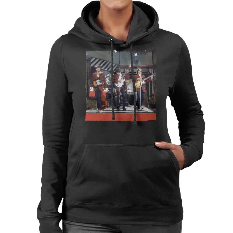 TV Times The Kinks 60s Pop Group Live Women's Hooded Sweatshirt Hoodie with Mock Neck Collared Structured TV Times The Kinks 60s Pop Group Live Women's Hooded Sweatshirt Hoodie with Mock Neck Collared Structured