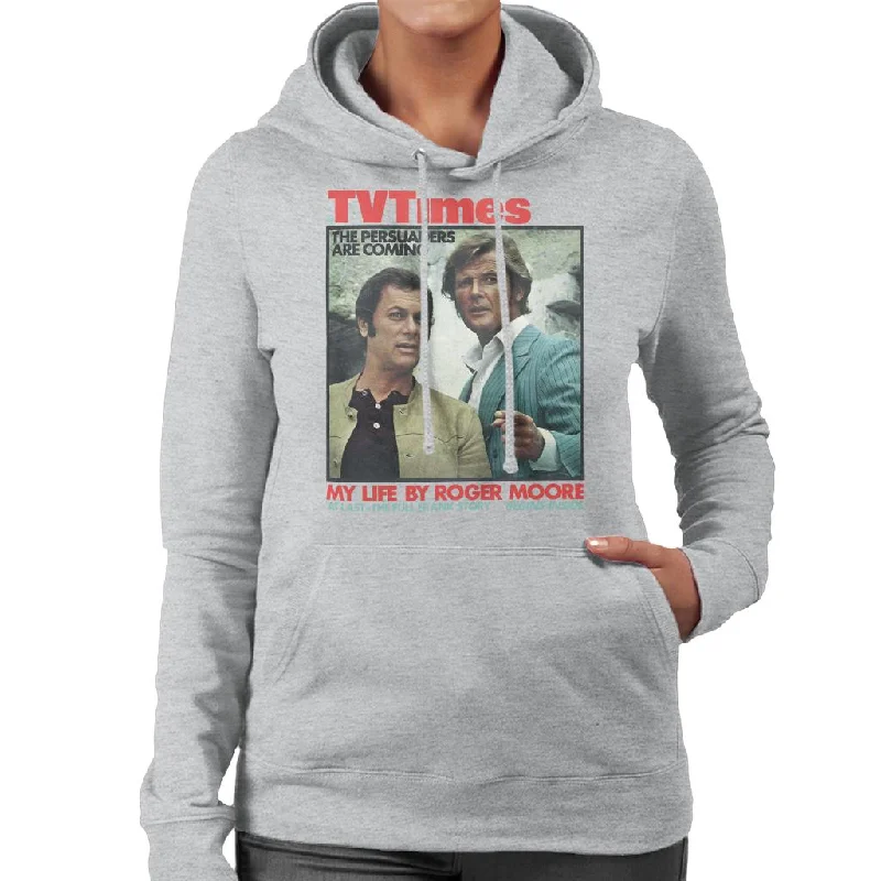 TV Times Tony Curtis Roger Moore Persuaders 1971 Cover Women's Hooded Sweatshirt Hoodie with Zipper Placket Modern Functional TV Times Tony Curtis Roger Moore Persuaders 1971 Cover Women's Hooded Sweatshirt Hoodie with Zipper Placket Modern Functional