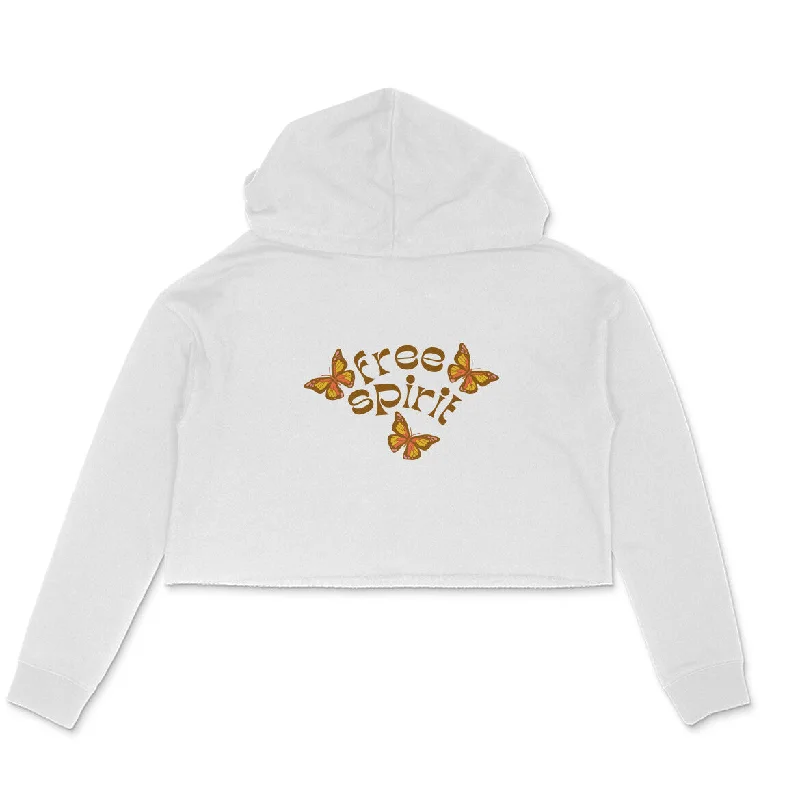 Women Crop Hoodie Front & Back Print Free Spirit and Butterfly Hoodie with Strings Custom Fit Adjustable Women Crop Hoodie Front & Back Print Free Spirit and Butterfly Hoodie with Strings Custom Fit Adjustable