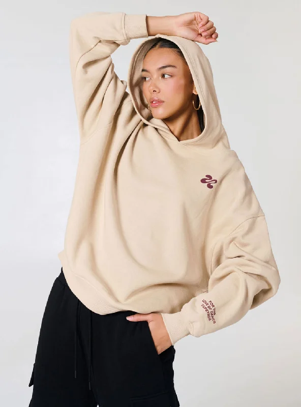 Adults Choreographer Logo Freestyle Oversized Hoodie Beige Hoodie with Double Zipper Versatile Adjustable