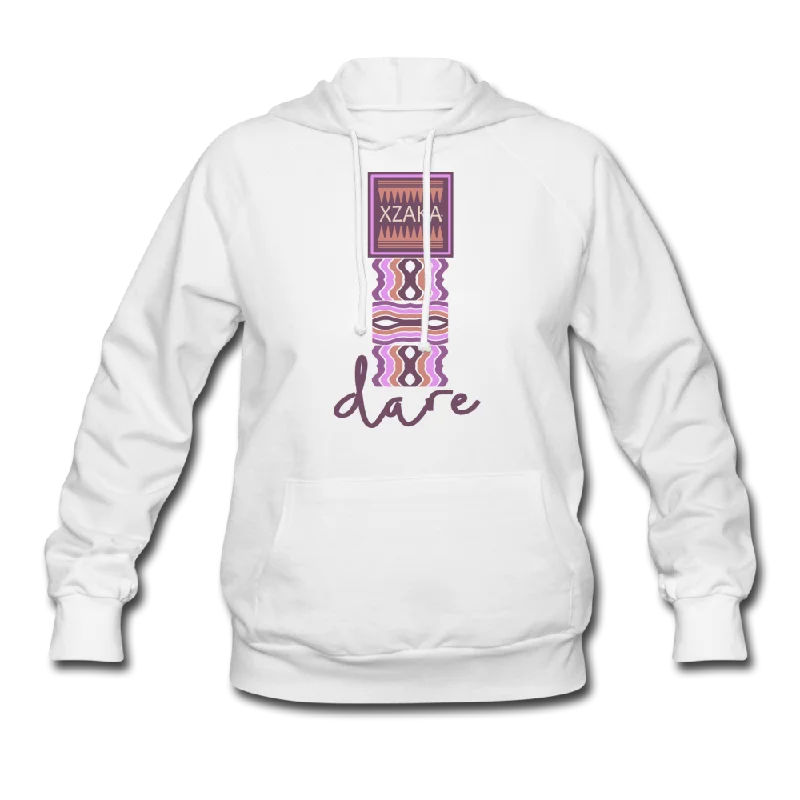 XZAKA Women "DARE" Motivational Hoodie -W1305 Hoodie with Puffed Sleeves Voluminous Trendy