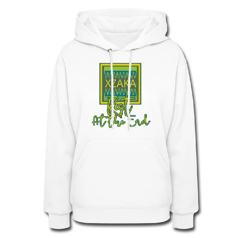 XZAKA - Women "Rest at the End" Motivational Hoodie -BK 5030 Hoodie with Oversized Fit Loose Comfortable