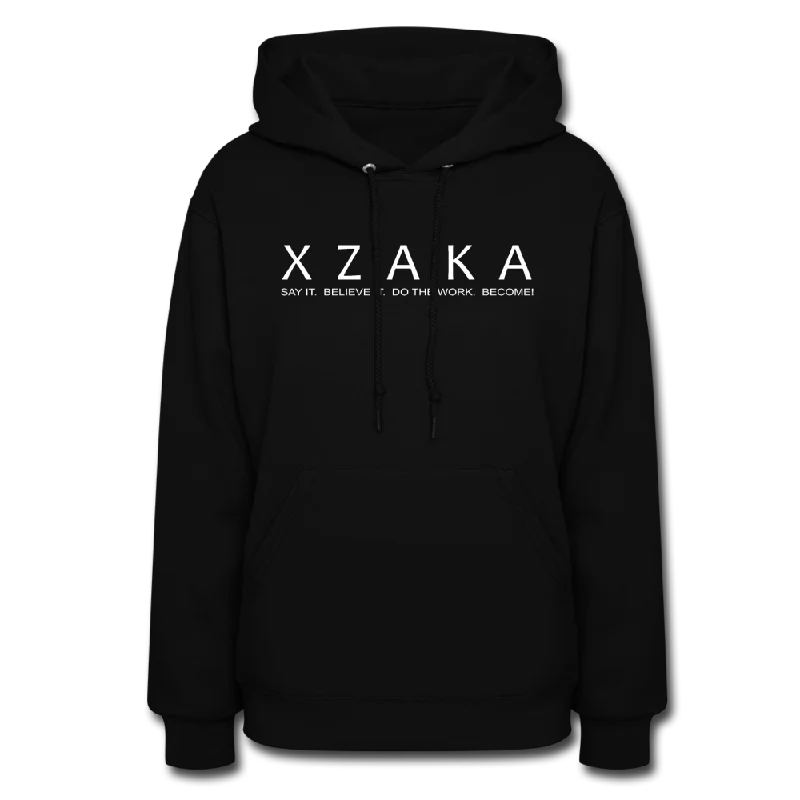 XZAKA - Women "Say It" Motivational Hoodie -BK 5028 Hoodie with Applique Textured Unique