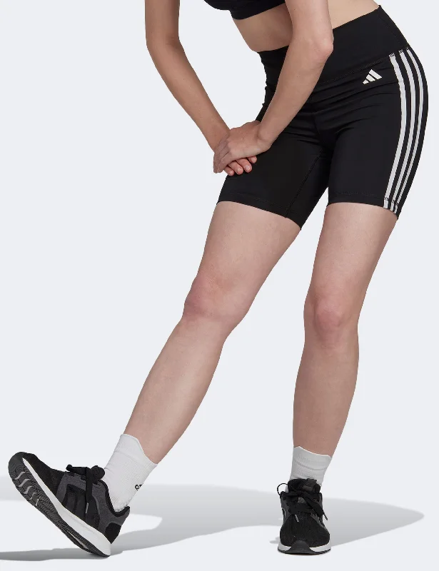 Training Essentials 3-Stripes High Waisted Short Leggings - Black Stylish Stretch-Waist Leggings