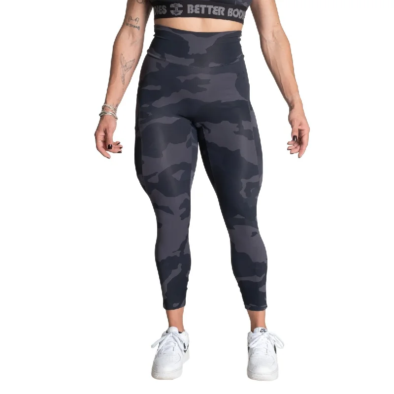 Better Bodies High Waist Leggings - Dark Camo Trendy Sporty Compression Leggings