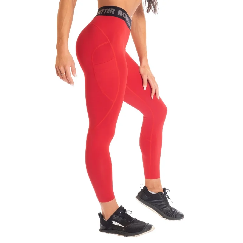 Better Bodies Highbridge Leggings V2 - Chilli Red Stylish Faux Leather Leggings