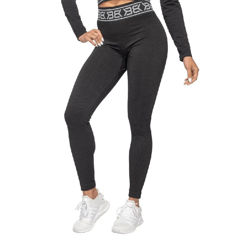 Better Bodies Rib Seamless Leggings - Black Fashionable Embroidered Detail Leggings