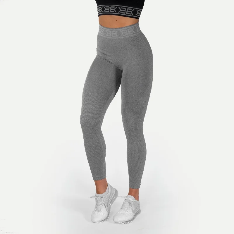 Better Bodies Rib Seamless Leggings - Greymelange Stylish Compression Fit Leggings