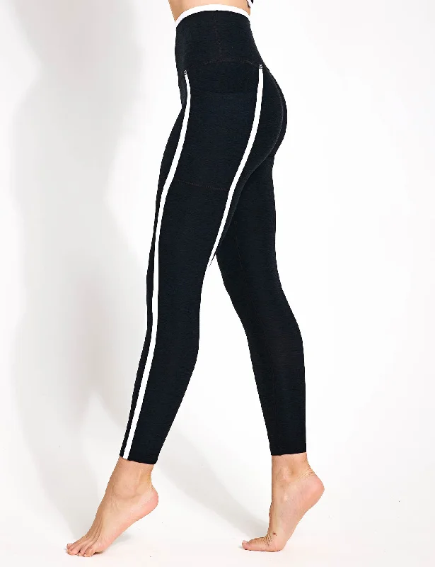 Spacedye New Moves High Waisted Midi Legging - Darkest Night/Cloud White Stylish Athletic Wear Leggings