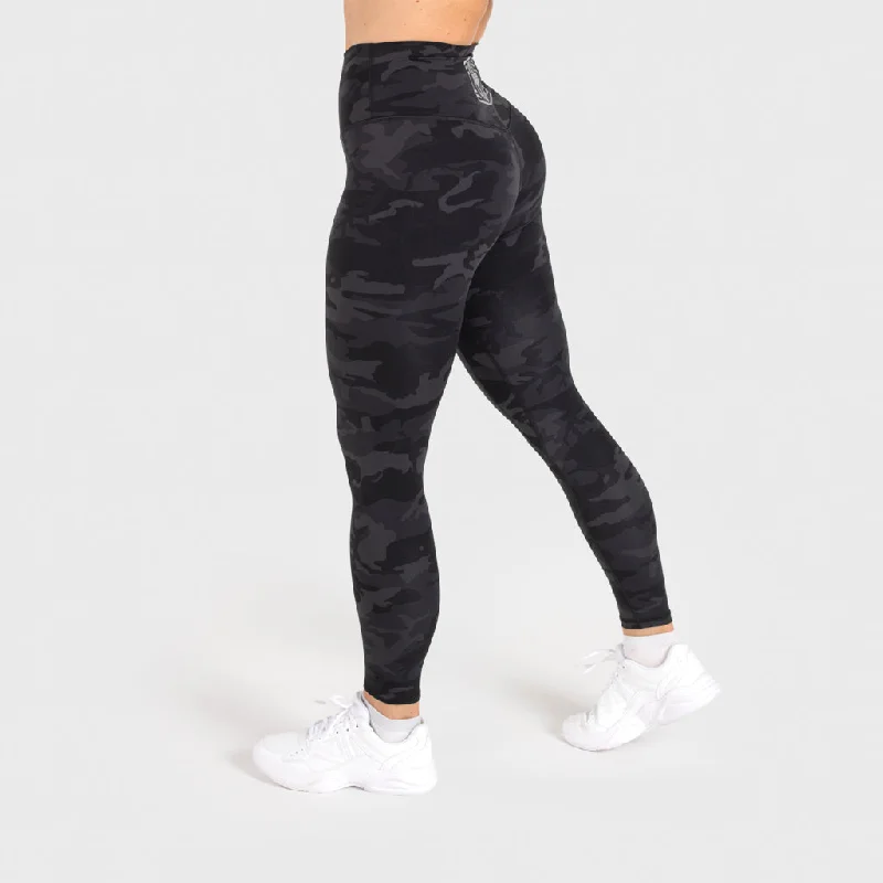 Camo Leggings, Black Comfortable Printed Workout Leggings