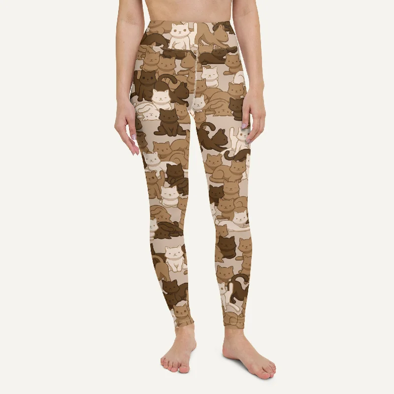 Cats Camouflage Desert High-Waisted Leggings Casual Sporty Leggings