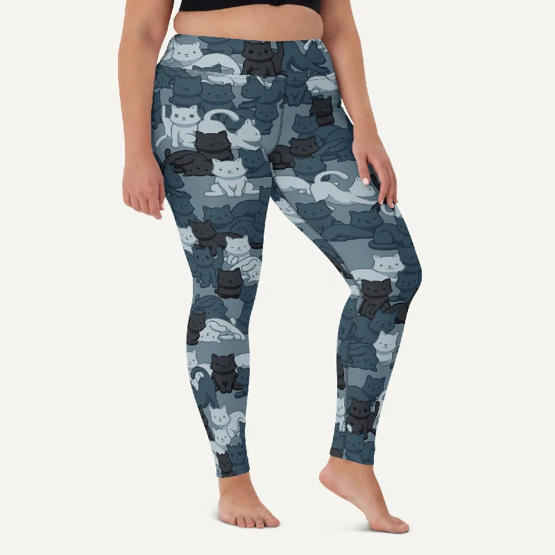 Cats Camouflage Navy High-Waisted Leggings Trendy Patterned Leggings