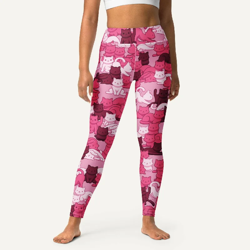 Cats Camouflage Pink High-Waisted Leggings Fashionable Moisture-Wicking Leggings