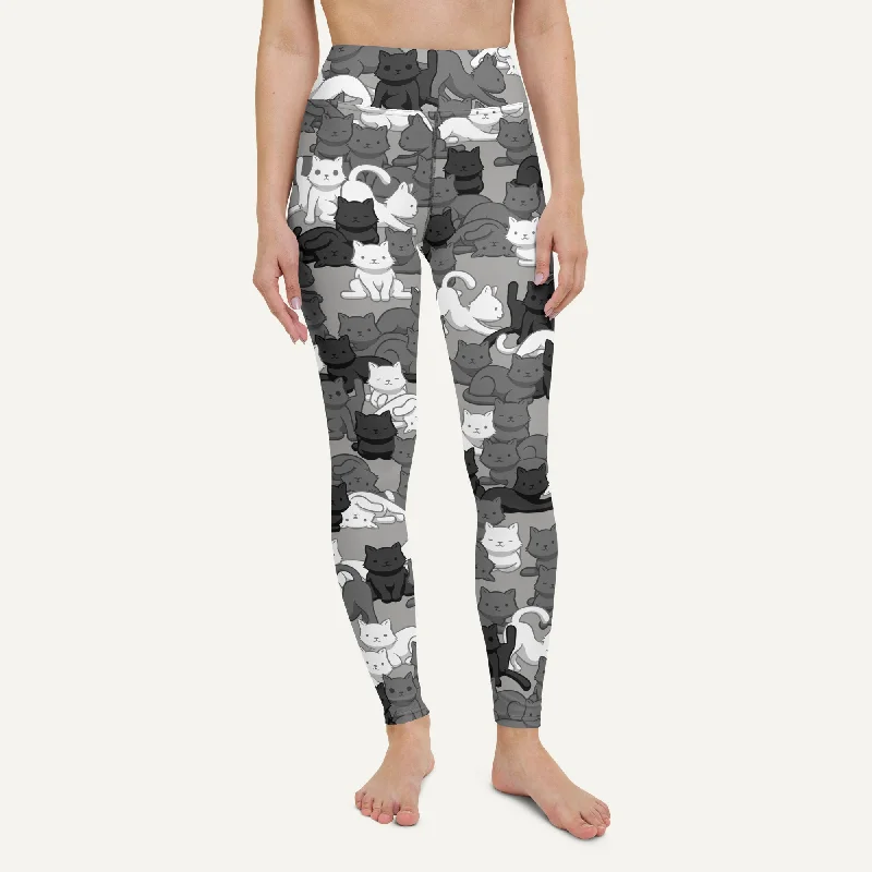 Cats Camouflage Urban High-Waisted Leggings Elegant Animal Print Leggings