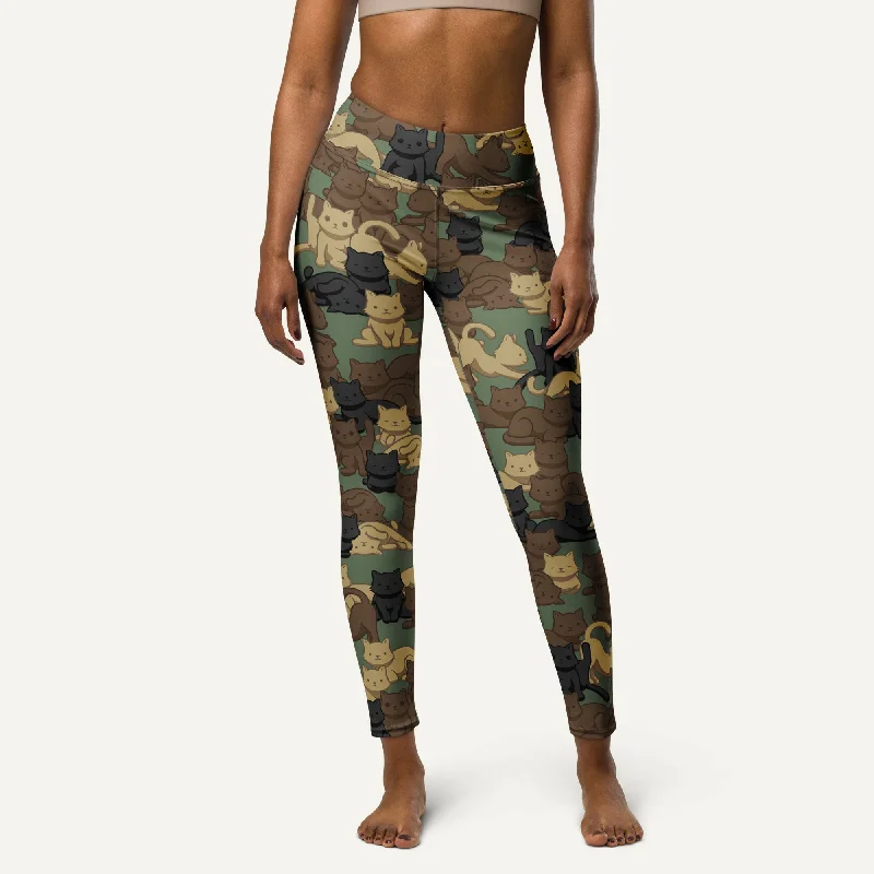 Cats Camouflage Woodland High-Waisted Leggings Fashionable Sports Compression Leggings