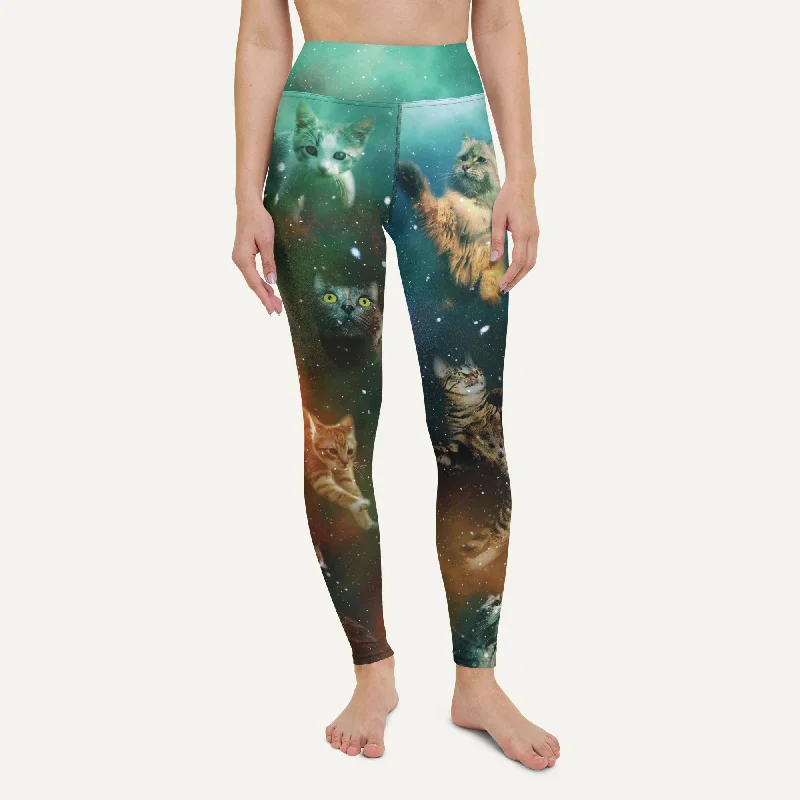 Cats In Space High-Waisted Leggings Cozy Workout Performance Leggings