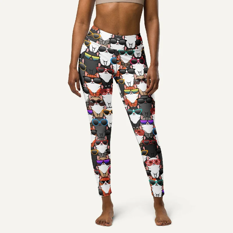 Cool Cats High-Waisted Leggings Cozy Fashion Leggings