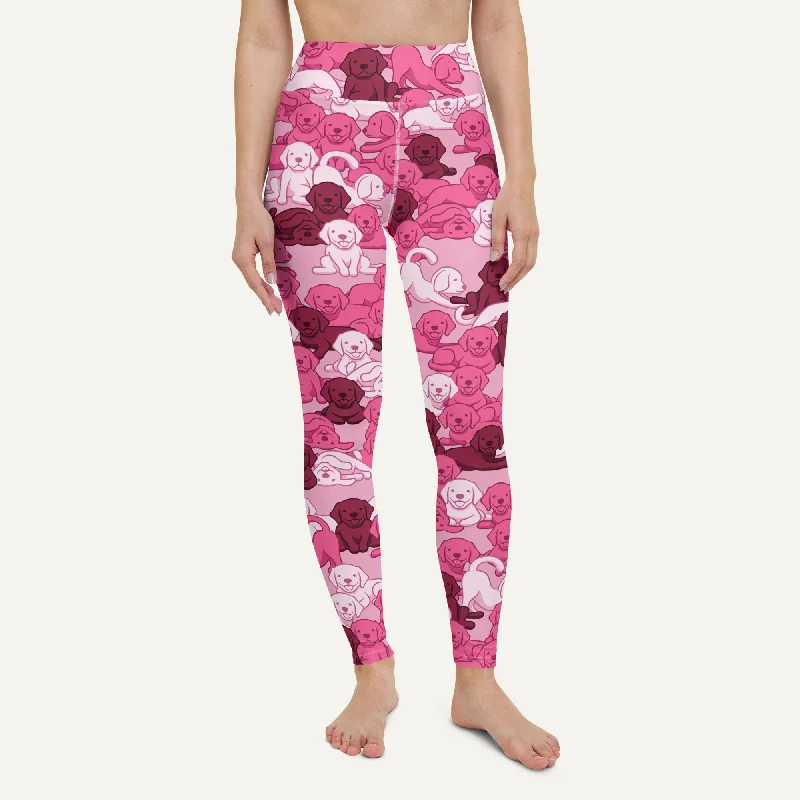 Dogs Camouflage Pink High-Waisted Leggings Chic Velvet Soft Leggings