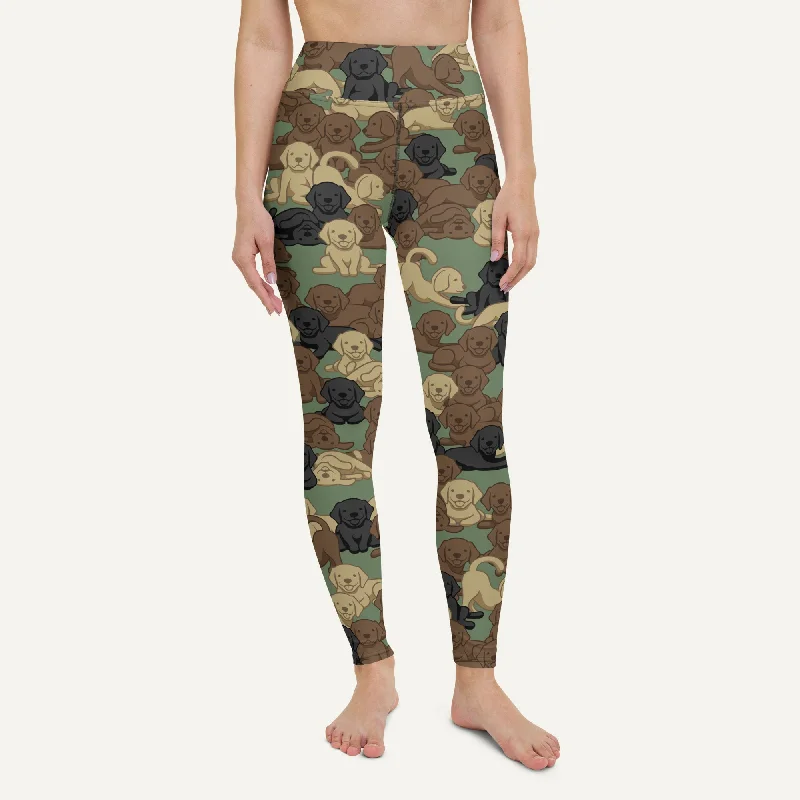 Dogs Camouflage Woodland High-Waisted Leggings Stylish Sporty Performance Leggings