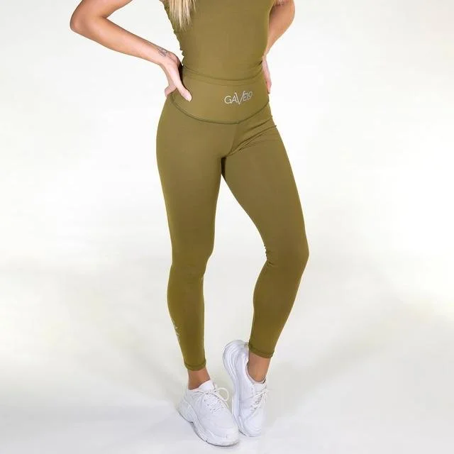 Gavelo POP Army Green Scrunch Leggings Trendy Activewear Leggings