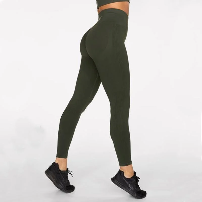 Gavelo Seamless Booster Leggings - Forest Green Fashionable High-Rise Workout Leggings