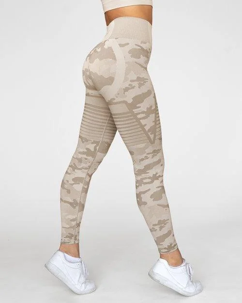 Gavelo Seamless Desert Storm Camo Leggings Trendy Cold Weather Tights