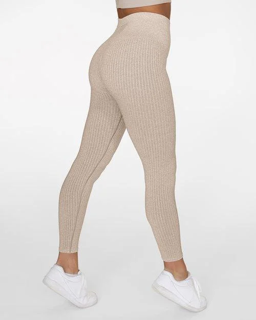 Gavelo Seamless Ribbed Leggings -Sand Trendy Spandex Leggings