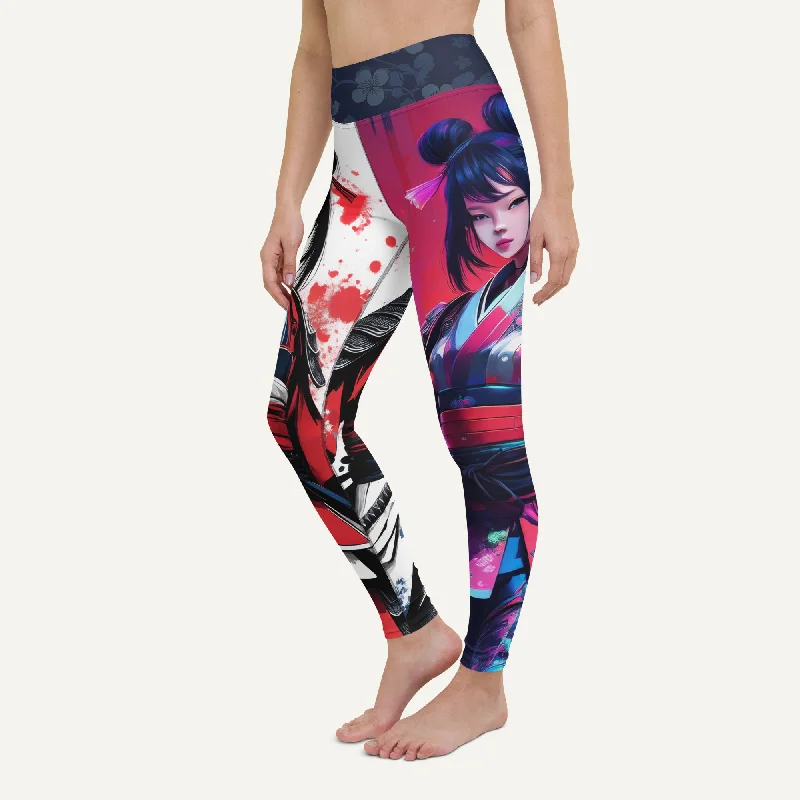 Geisha Warriors High-Waisted Leggings Trendy Color Block Leggings