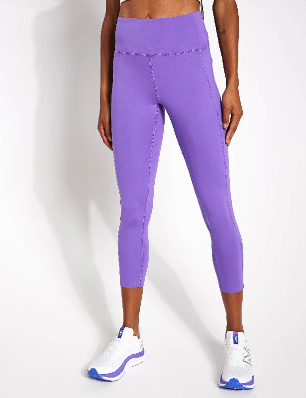 High Waisted 7/8 Pocket Legging - Retro Violet Fashionable Moisture-Wicking Leggings