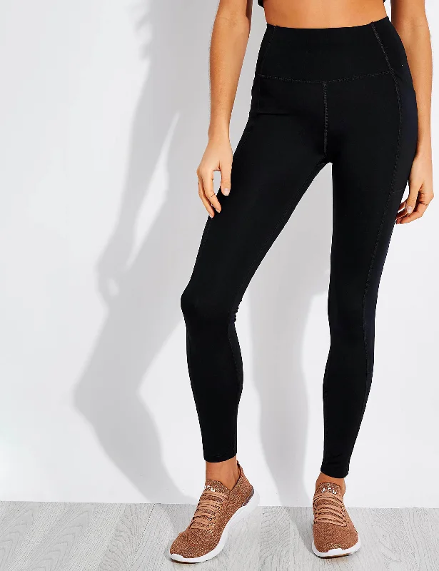 High Waisted Pocket Legging - Black Trendy High-Compression Leggings