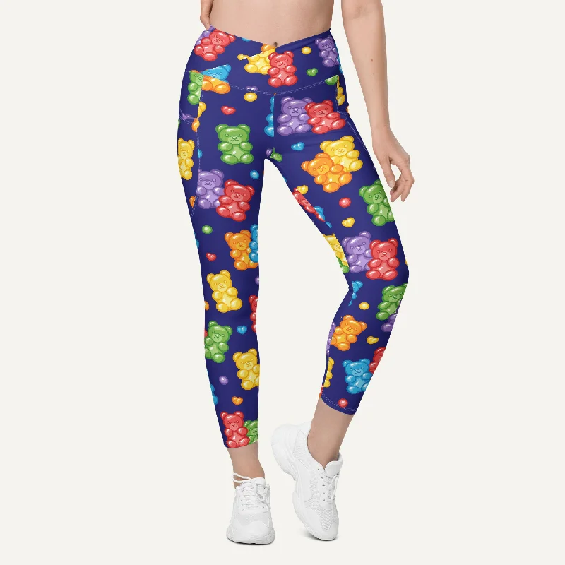 Gummy Bears Crossover Leggings With Pockets Cozy Bootcut Leggings