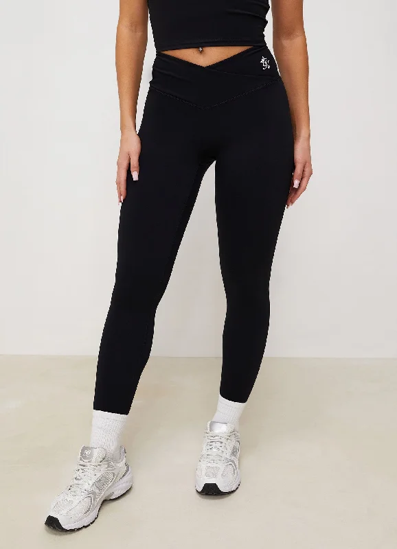 Gym King 365 Wrap Over Legging - Black Cozy Ribbed Leggings