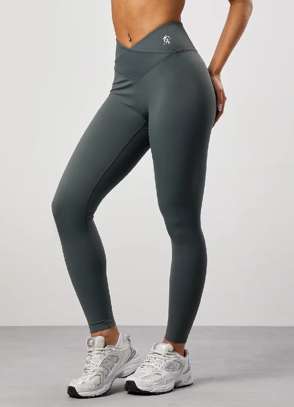 Gym King 365 Wrap Over Legging - Green Smoke Elegant Velvet Leggings