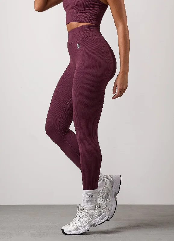 Gym King Formation Rib Legging - Fig Stylish Everyday Leggings