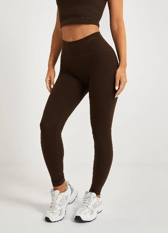 Gym King Peach Luxe Legging - Cocoa Luxe Fashionable Embroidered Detail Leggings