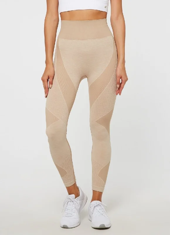 Jerf Bonita Seamless Leggings - Beige Elegant Stretchy Faux Leather Leggings