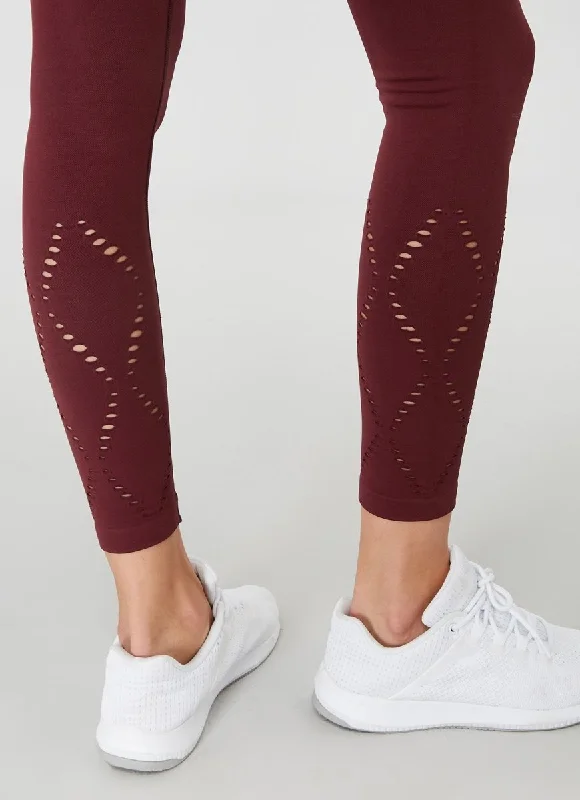 Jerf Naples Econyl Seamless Leggings - Claret Red Trendy Mesh Leggings