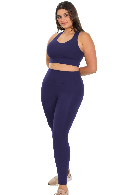 Mesh Racer Bra + High Waisted Leggings Athleisure Set Fashionable Stretchy Fit Leggings