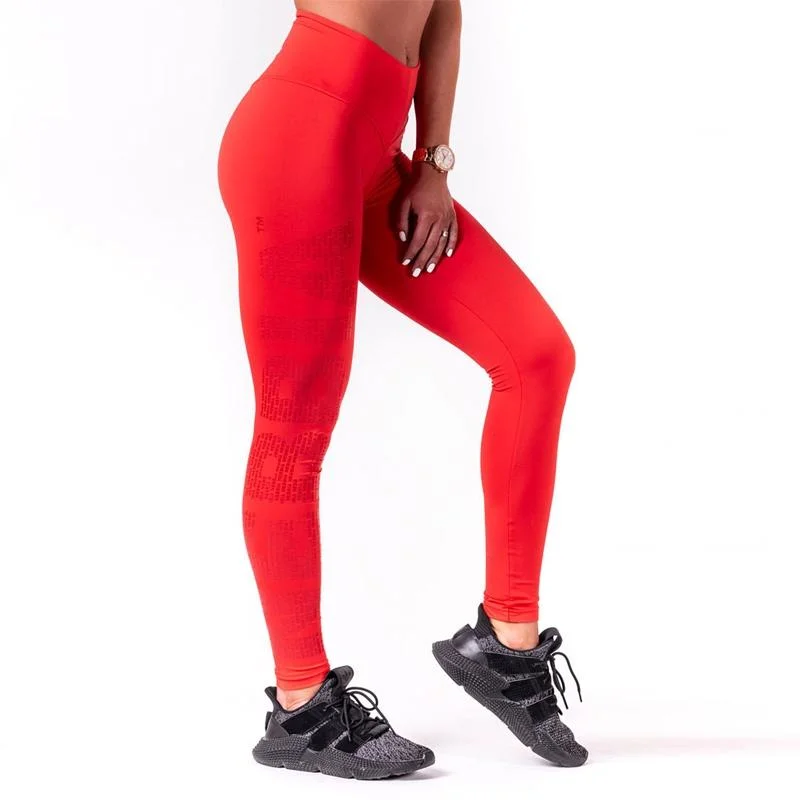 Nebbia One Tone Pattern Leggings 677 - Red Stylish Stretch Pants Leggings