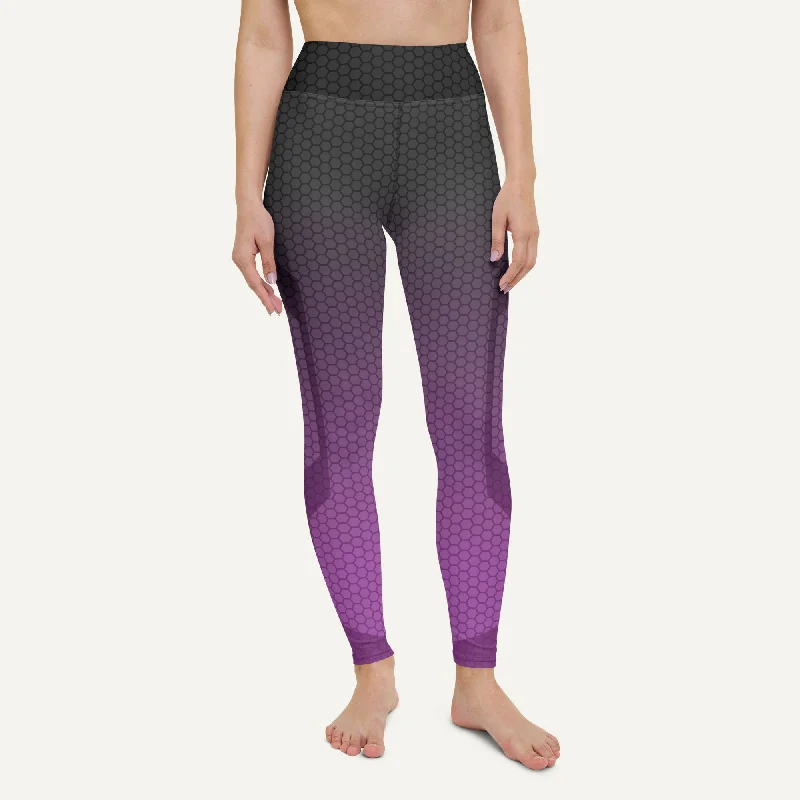 Ombre Hexagon Gray-Purple High-Waisted Leggings Fashionable Sports Leggings