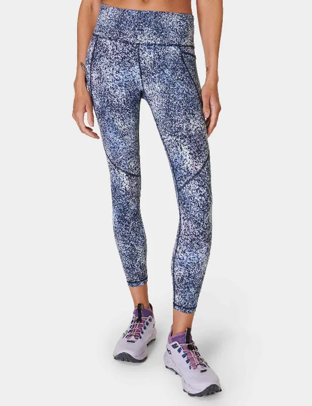 Power 7/8 Gym Leggings - Blue Speckle Print Comfortable Yoga Tights Leggings