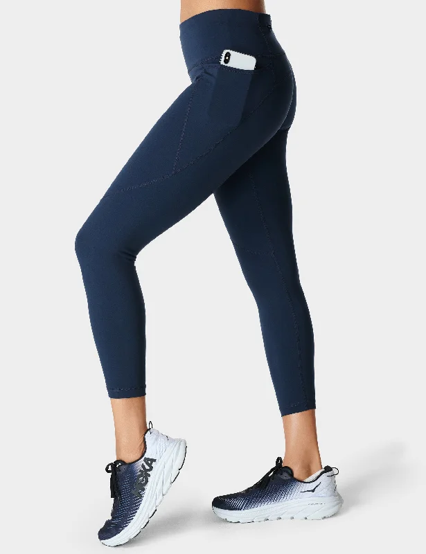 Power 7/8 Gym Leggings - Navy Blue Trendy Colorblock Print Leggings