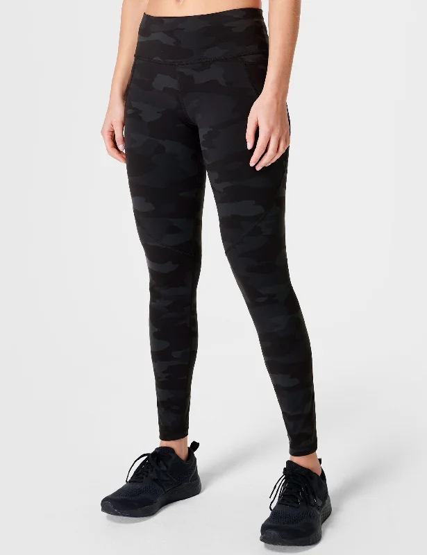 Power Gym Leggings - Ultra Black Camo Print Fashionable Stretchy Fit Leggings