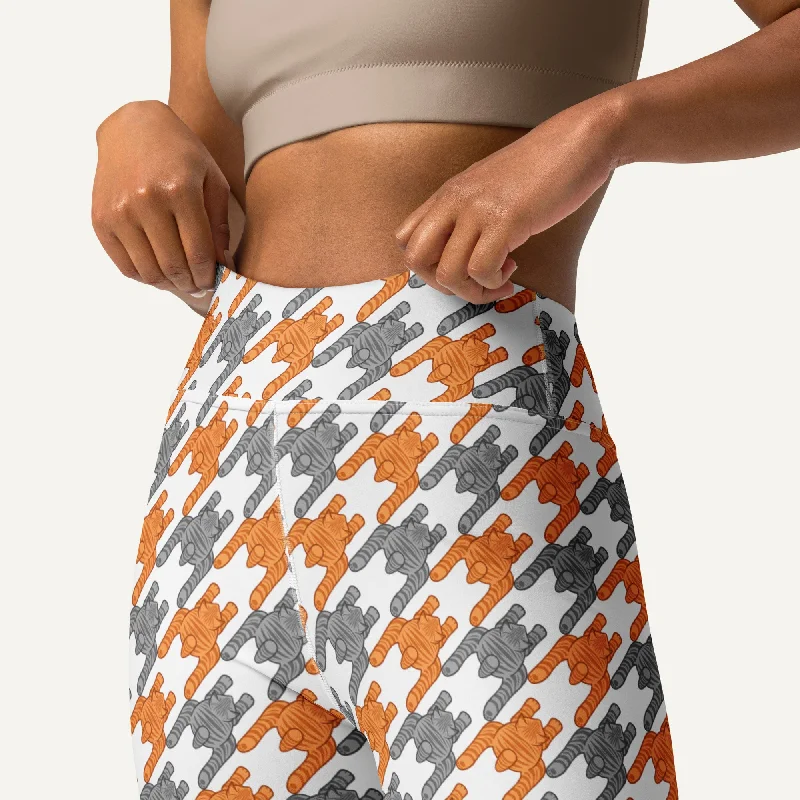 Tabby Cats Houndstooth High-Waisted Leggings Comfortable Slip-On Leggings