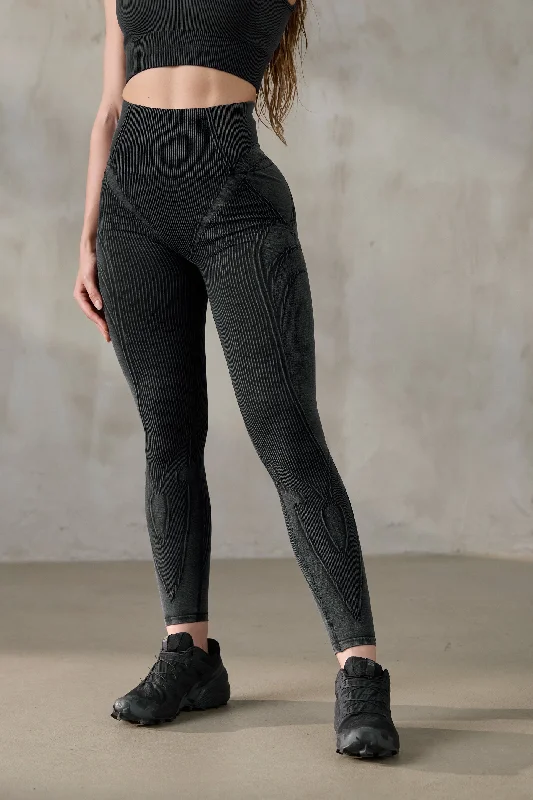 V_FADE SEAMLESS LEGGINGS - Black Vintage Comfortable Full-Body Compression Leggings