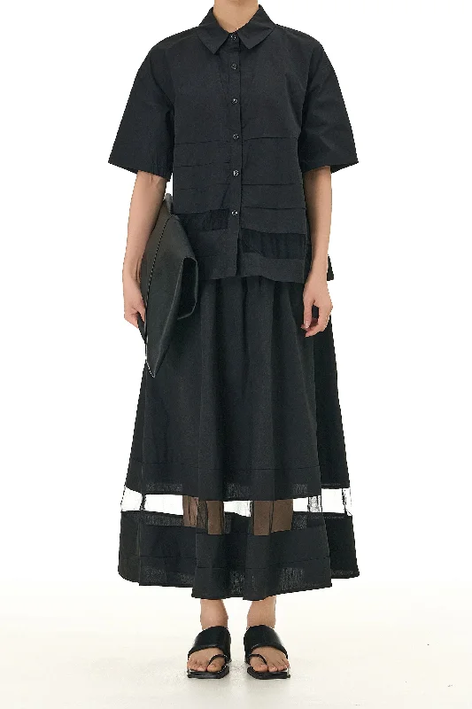 Cotton Black Shirt Skirt Coord Set cotton skirt soft