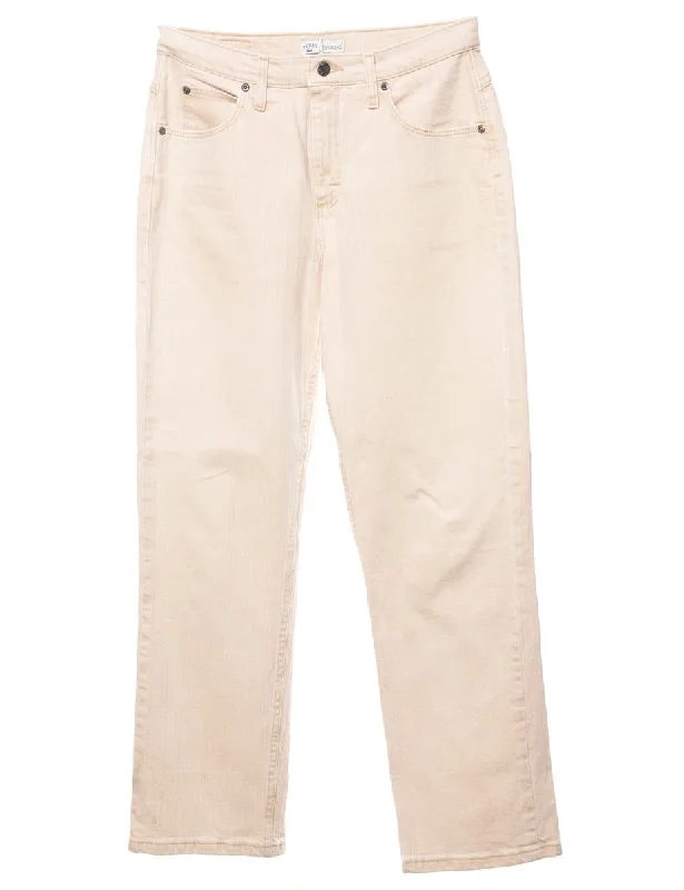 Cream Relaxed Fit Lee Jeans - W30 L30 Fashionable Button-Front Jeans